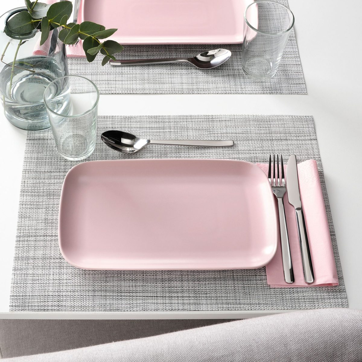 Tabak Seti, Mat Açık Pembe, 30x18 cm, 4 adet – 4. görsel