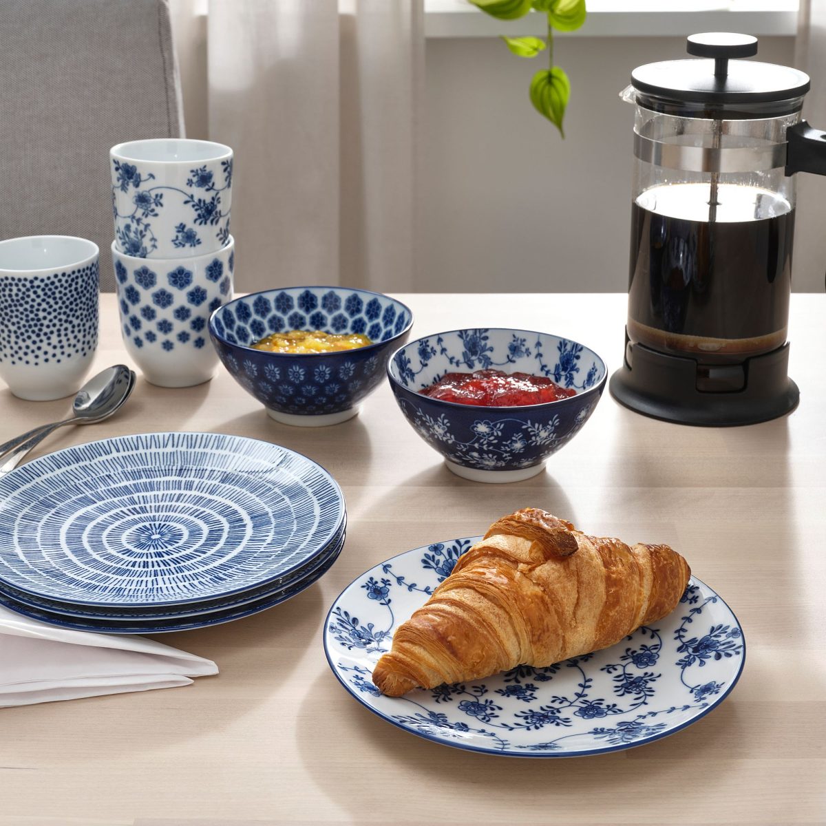 Tatlı Tabağı Seti, Mavi-Beyaz, 18 cm, 4 Parça – 4. görsel