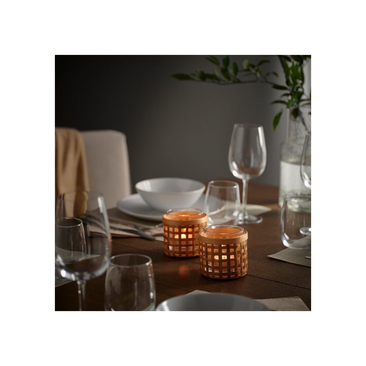 Tealight Mumluk, Bambu, 8 cm – 2. görsel