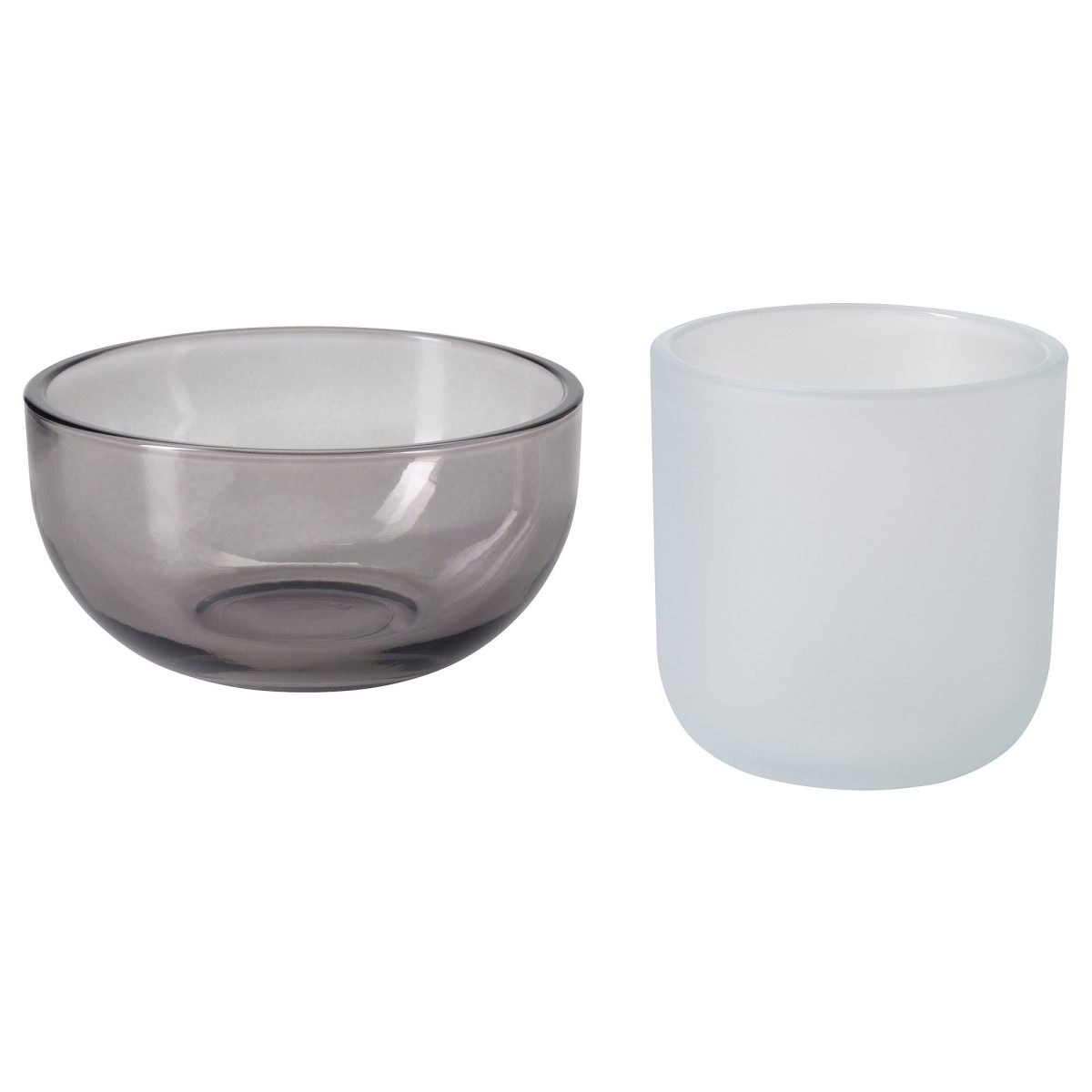 Tealight Mumluk, Gri-Buzlu Cam, 2 adet