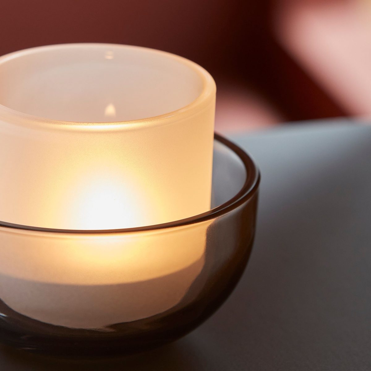 Tealight Mumluk, Gri-Buzlu Cam, 2 adet – 4. görsel