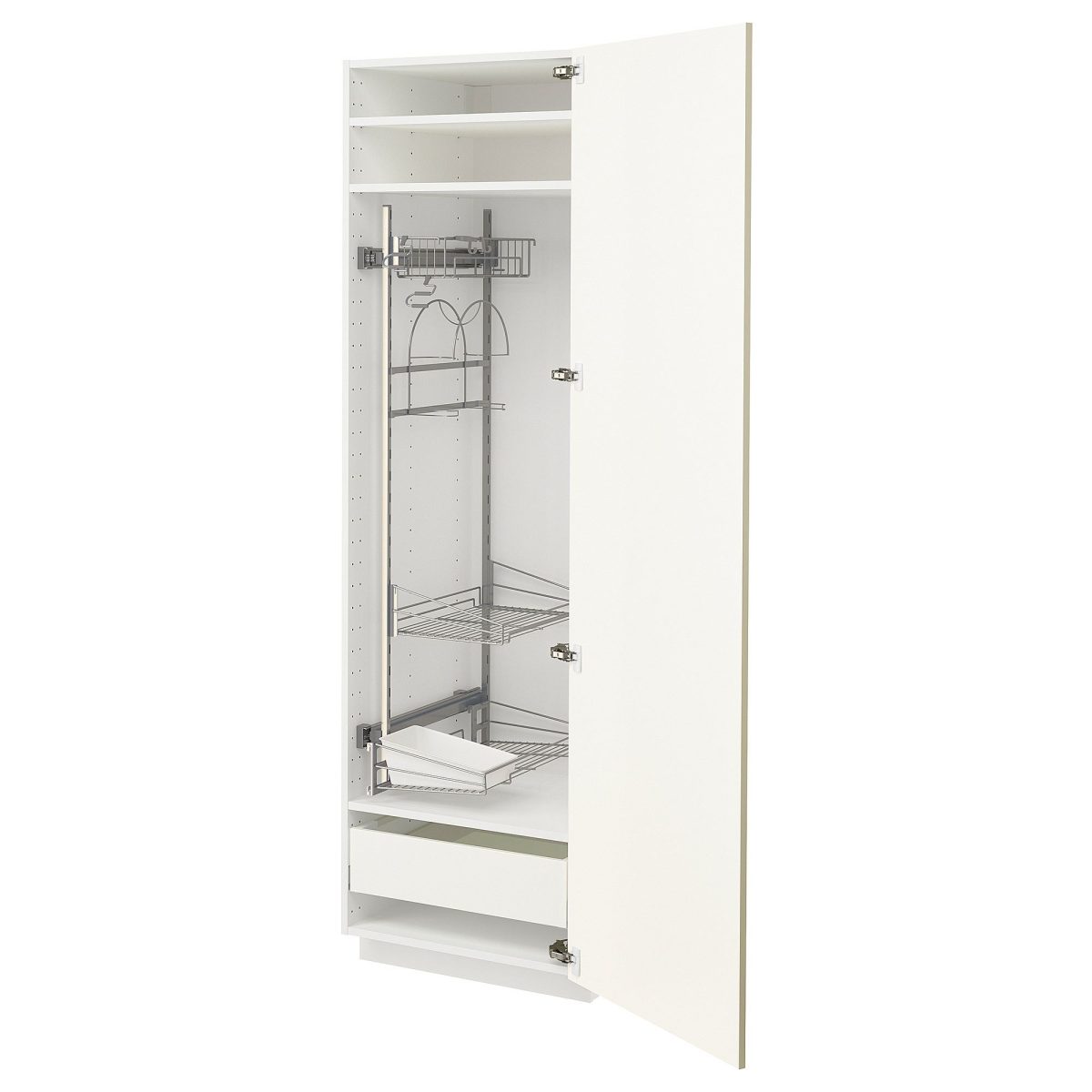 Temizlik Dolabı, Mat Antrasit-Gri, 60x60x200 cm, 1 Kapaklı, 1 Çekmeceli ve 2 Raflı