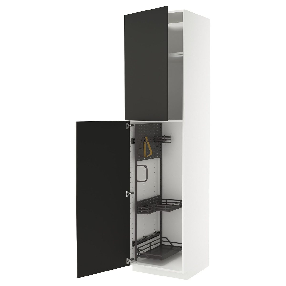Temizlik Dolabı, Mat Antrasit-Koyu Gri, 60x60x240 cm, 2 Kapaklı ve 1 Üst Dolaplı