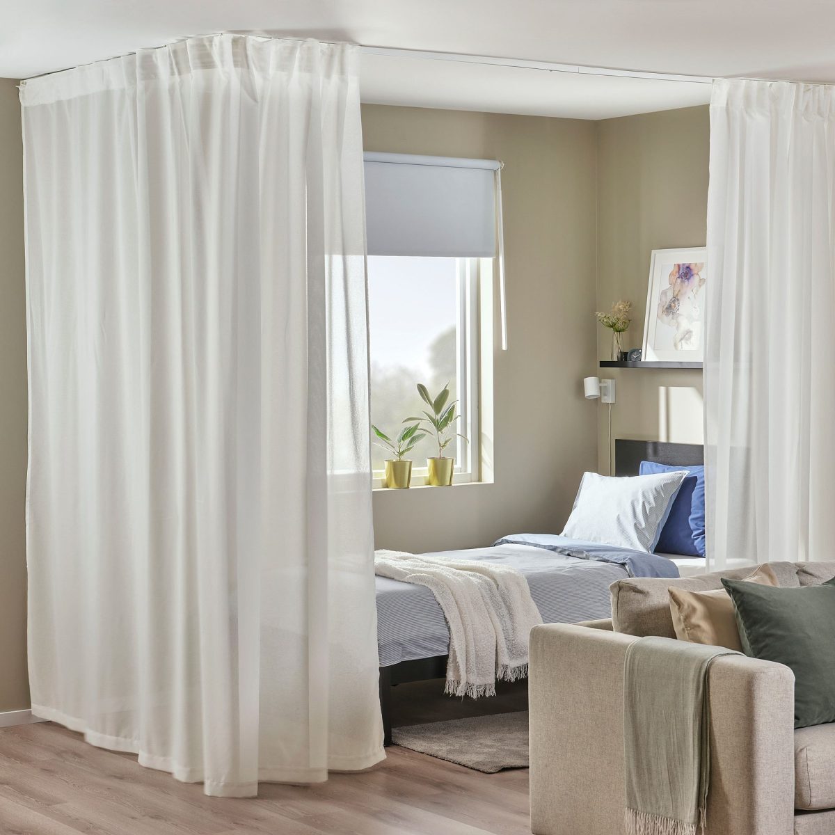 Tül Perde, Beyaz, 300x300 cm, Şeffaf Kumaş, Polyester – 2. görsel