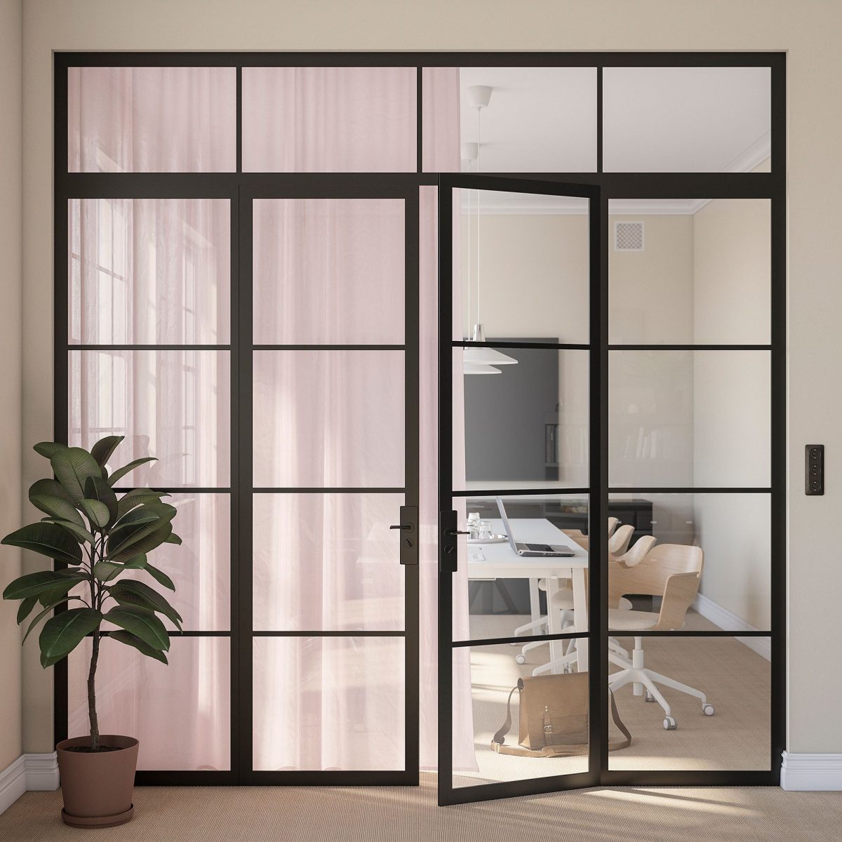 Tül Perde, Pembe, 300x300 cm, Şeffaf Kumaş, Polyester – 2. görsel