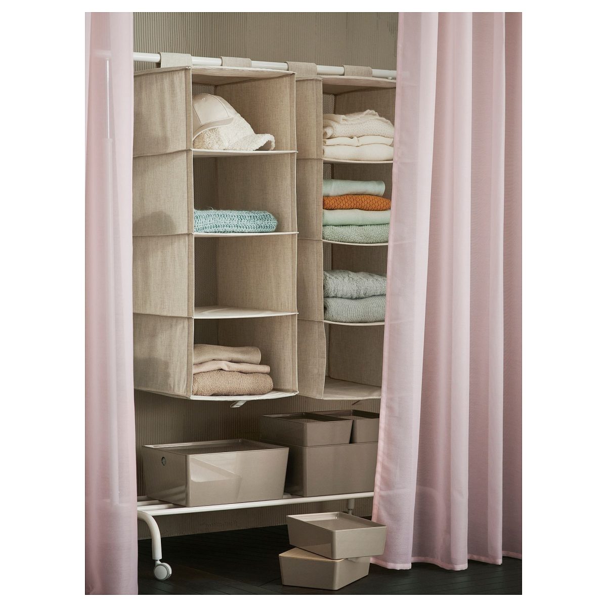 Tül Perde, Pembe, 300x300 cm, Şeffaf Kumaş, Polyester – 3. görsel