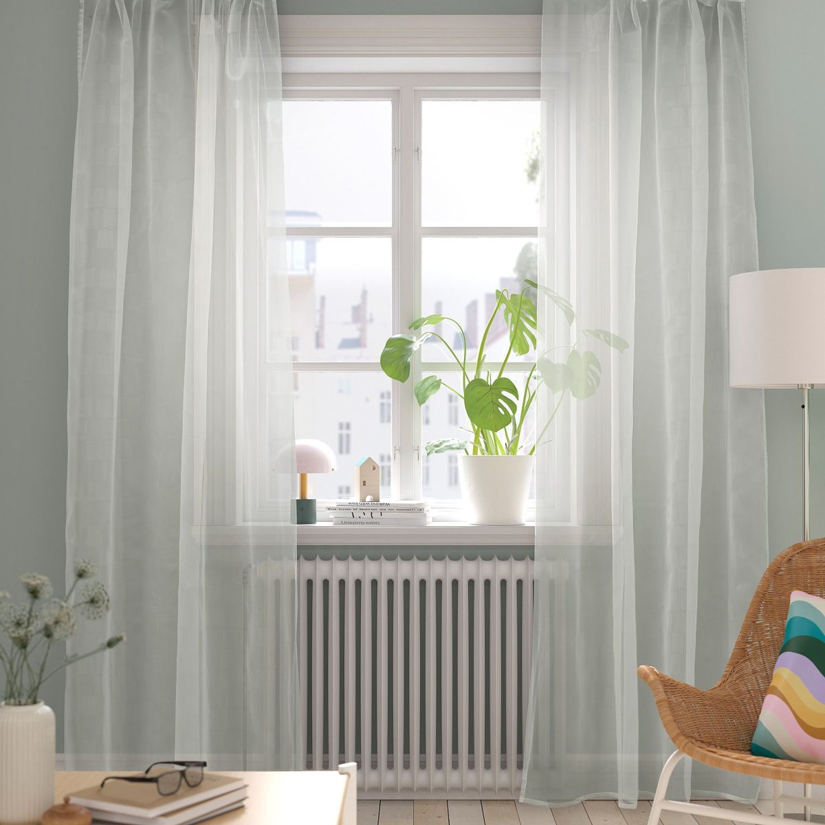 Tül Perde/2 Kanat, Beyaz, 145x300 cm, Şeffaf Kumaş, Polyester – 2. görsel