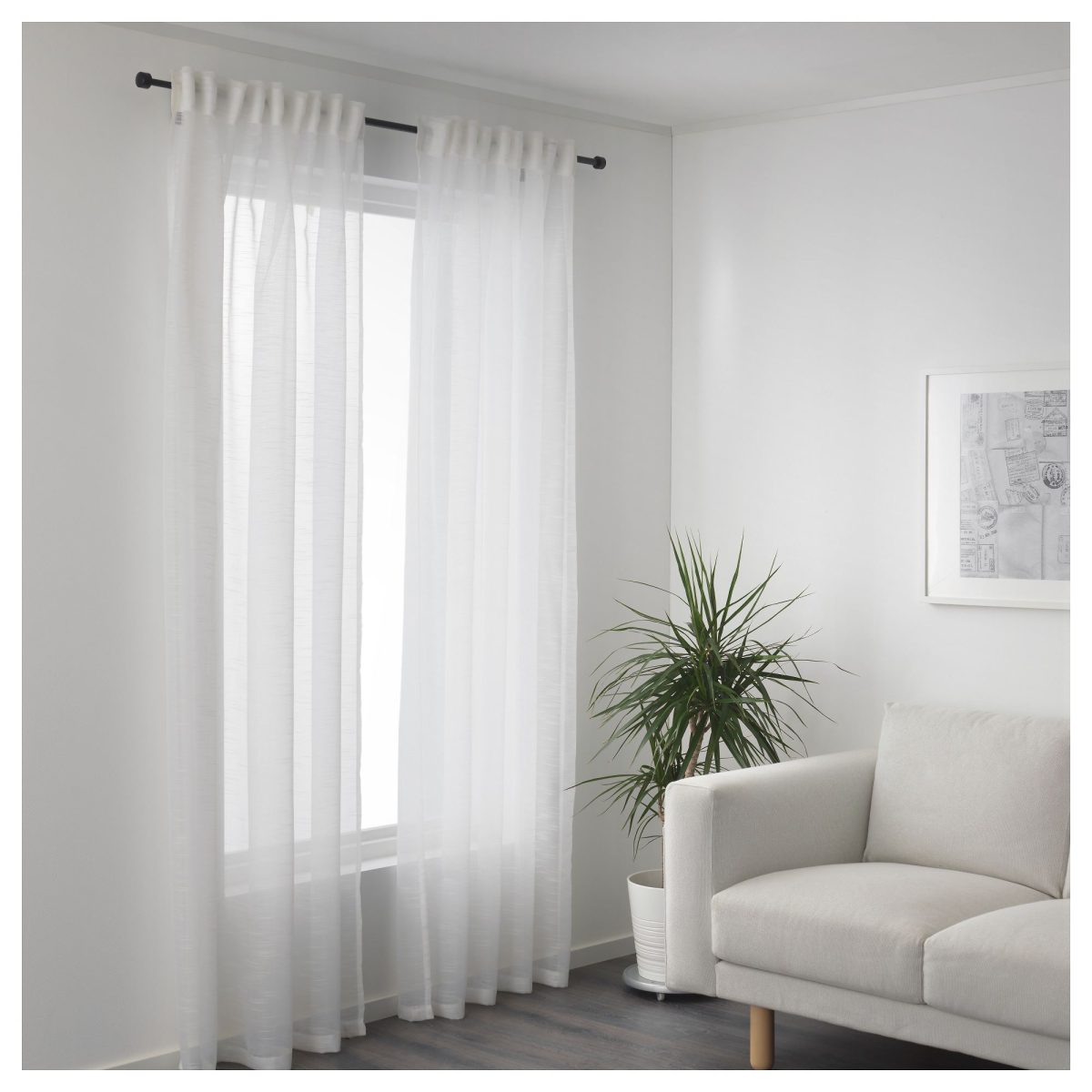 Tül Perde/2 Kanat, Beyaz, 145x300 cm, Şeffaf Kumaş, Polyester – 3. görsel