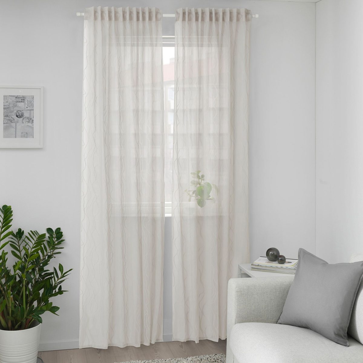 Tül Perde/2 Kanat, Gri, 145x300 cm, Şeffaf Kumaş, Polyester – 2. görsel