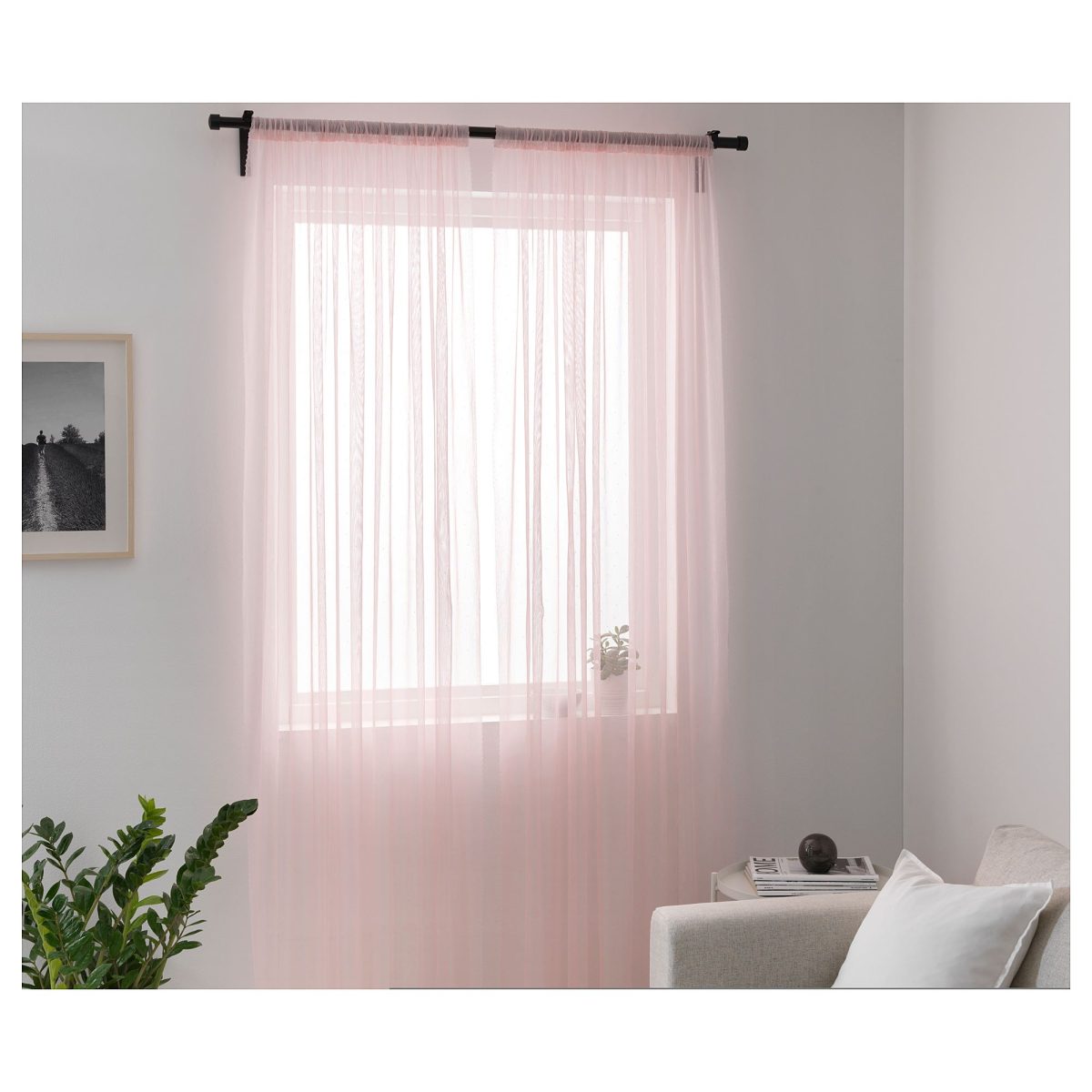 Tül Perde/2 Kanat, Pembe, 145x300 cm, Şeffaf Kumaş, Polyester – 4. görsel