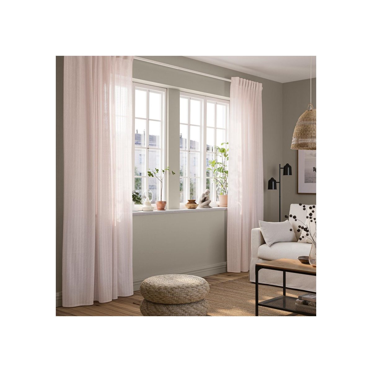 Tül Perde/2 Kanat, Uçuk Pembe, 145x300 cm, Şeffaf Kumaş, Polyester – 2. görsel