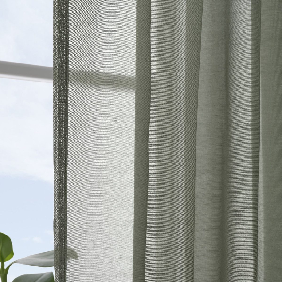 Tül Perde/2 Kanat, Yeşil, 145x300 cm, Şeffaf Kumaş, Polyester – 3. görsel