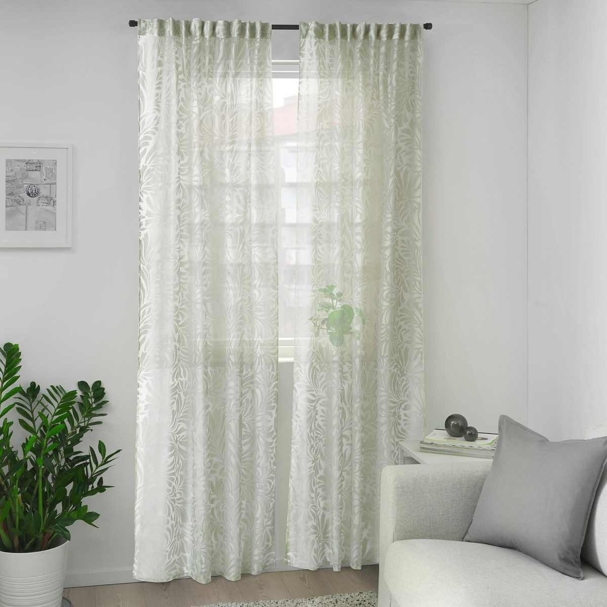 Tül Perde/2 Kanat, Yeşil, 145x300 cm, Şeffaf Kumaş, Viskon-Polyester – 4. görsel