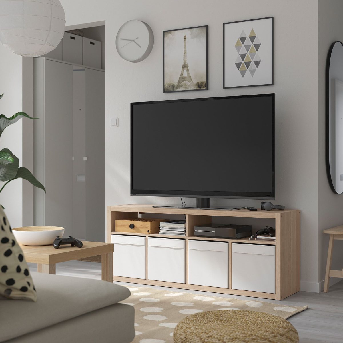 TV Sehpası, Ağartılmış Meşe Görünümlü, 147x60 cm – 2. görsel