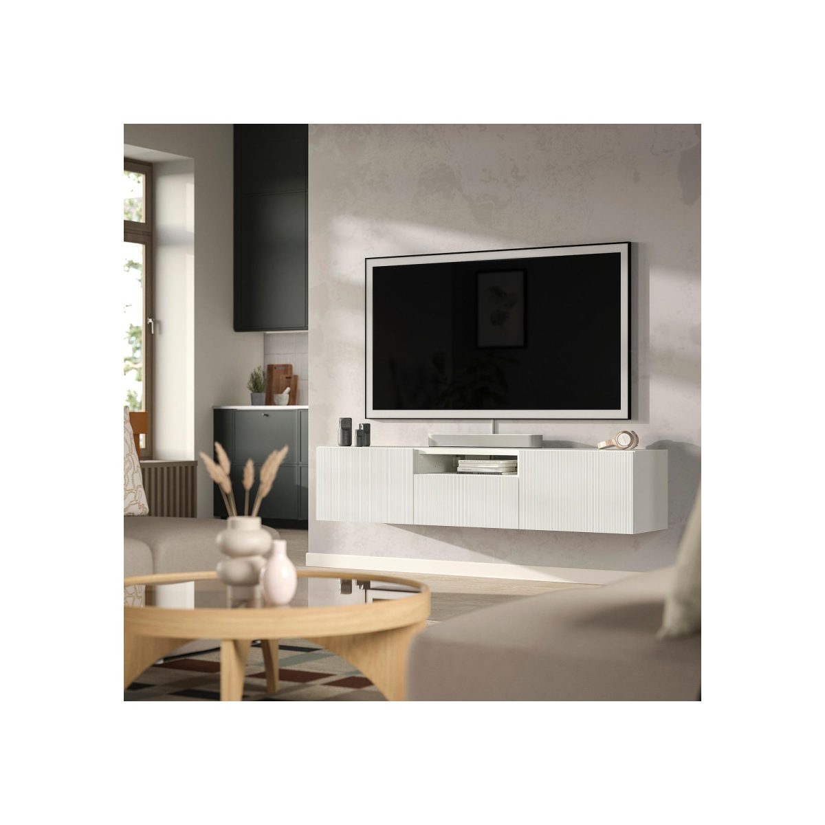 TV Sehpası, Beyaz, 180x42x39 cm – 2. görsel
