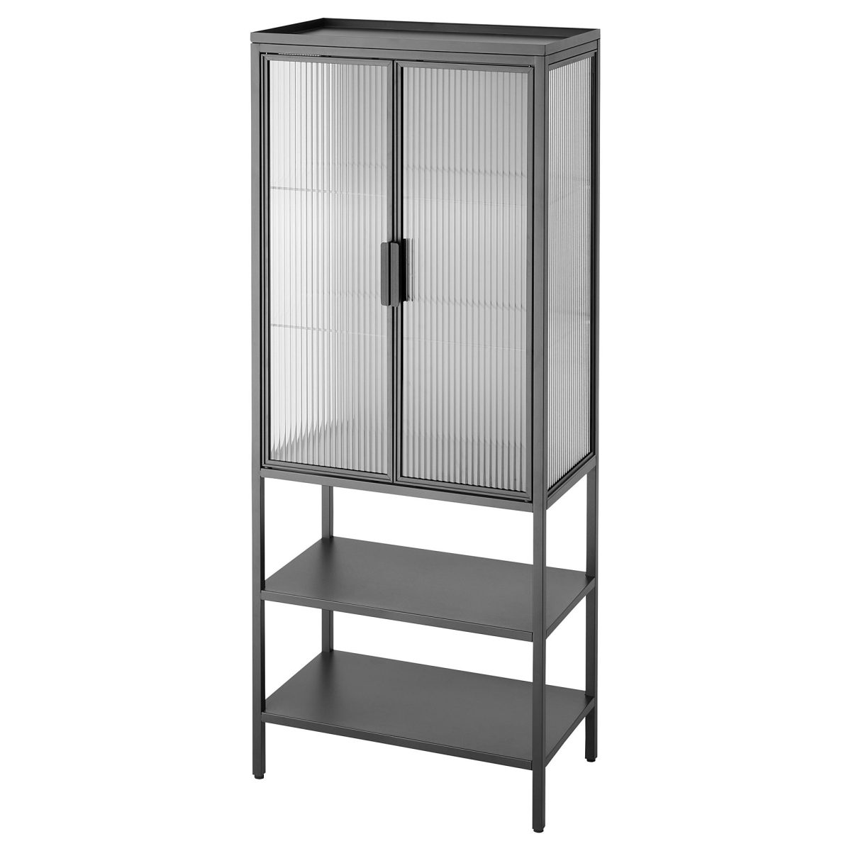 Vitrin, Antrasit-Sazlı Cam, 60x34x146 cm