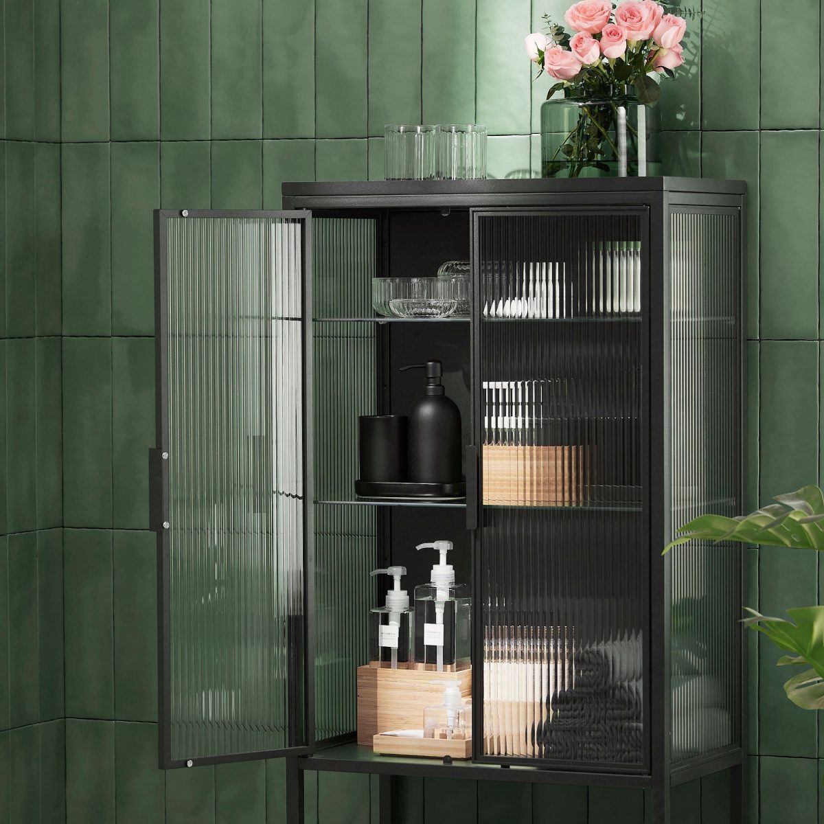 Vitrin, Antrasit-Sazlı Cam, 60x34x146 cm – 4. görsel