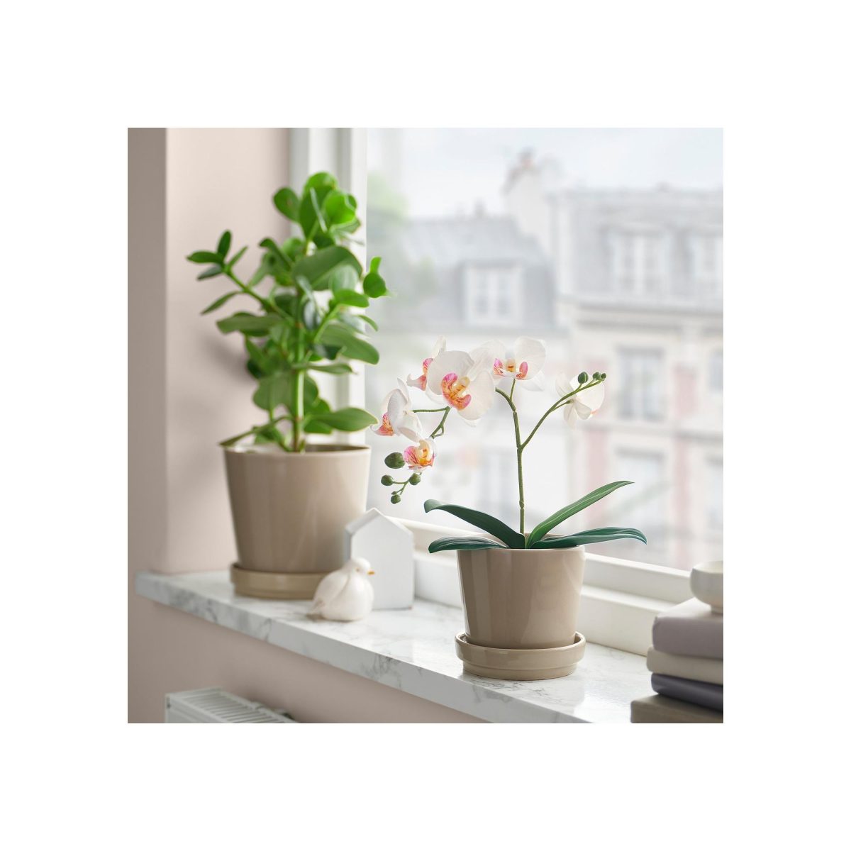 Yapay Bitki, Beyaz, 9 cm, Orkide