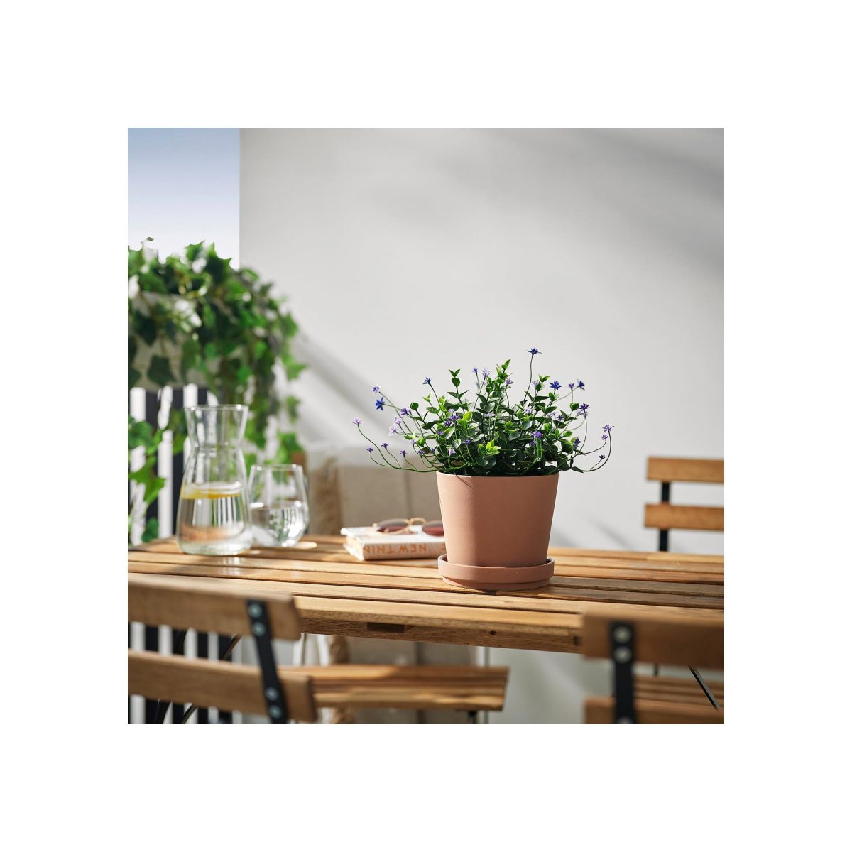 Yapay Bitki, Yeşil, 12 cm, Çiçekli Lila, İç/Dış Mekan – 2. görsel