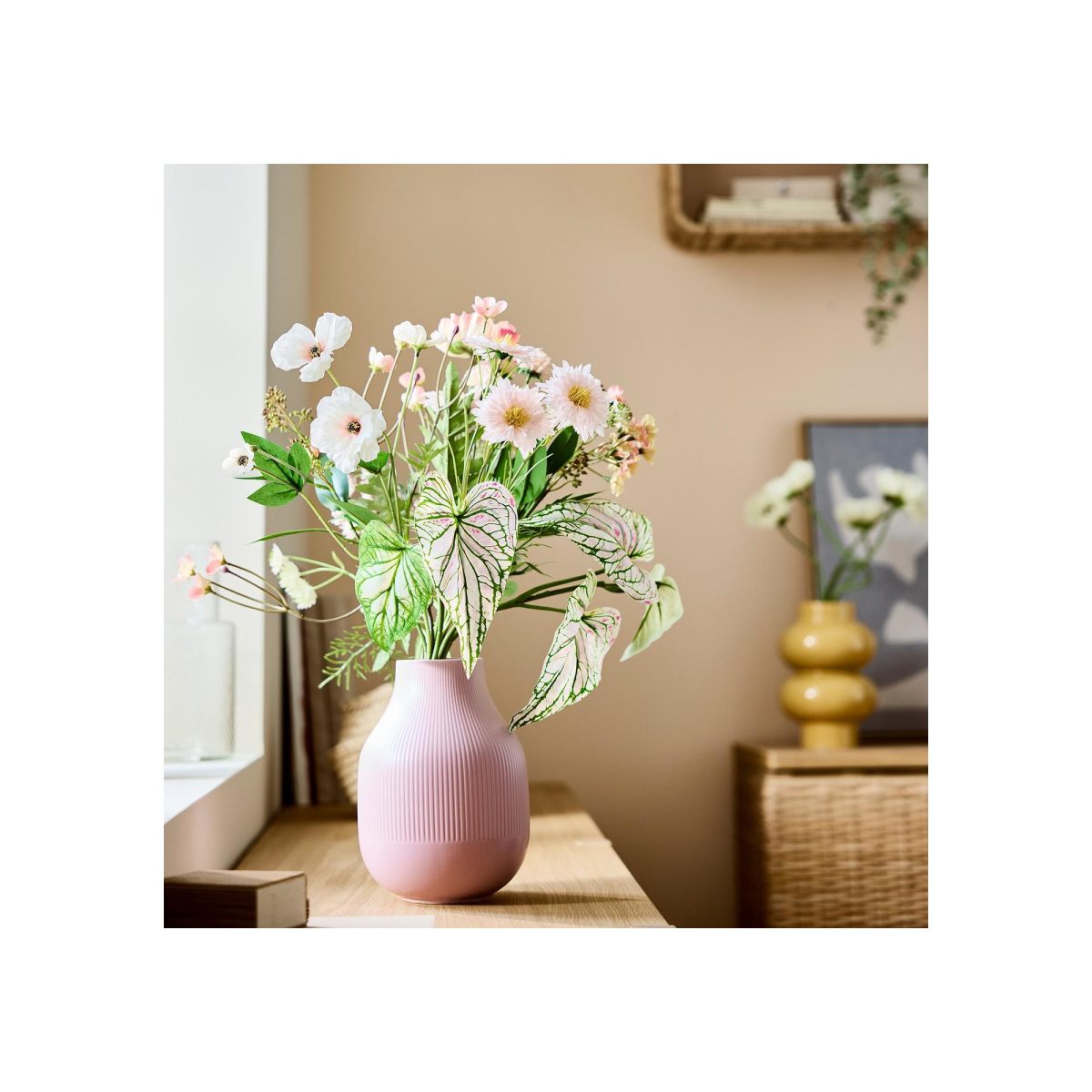 Yapay Buket, Pembe-Beyaz, 60 cm, İç-Dış Mekan – 2. görsel