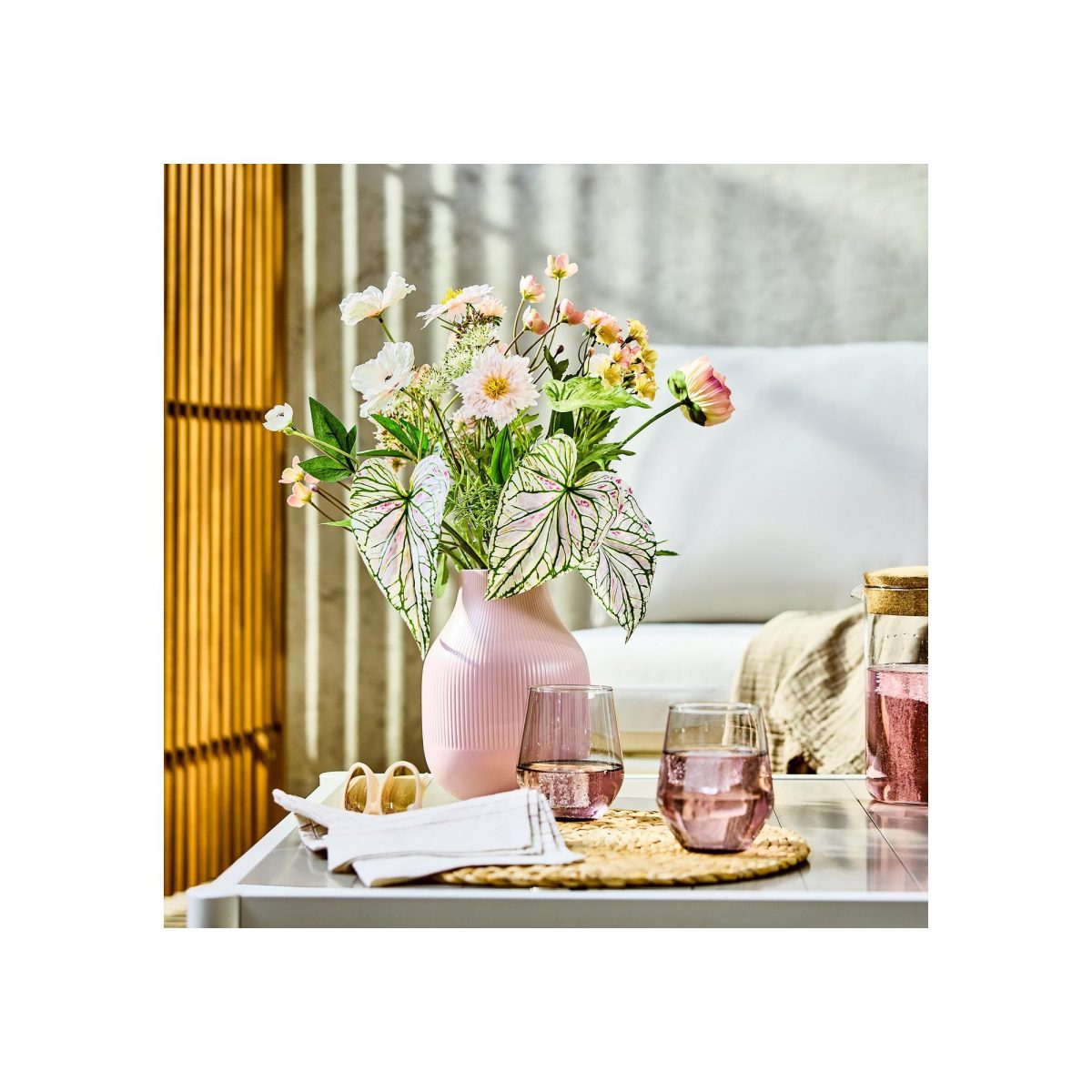 Yapay Buket, Pembe-Beyaz, 60 cm, İç-Dış Mekan – 3. görsel