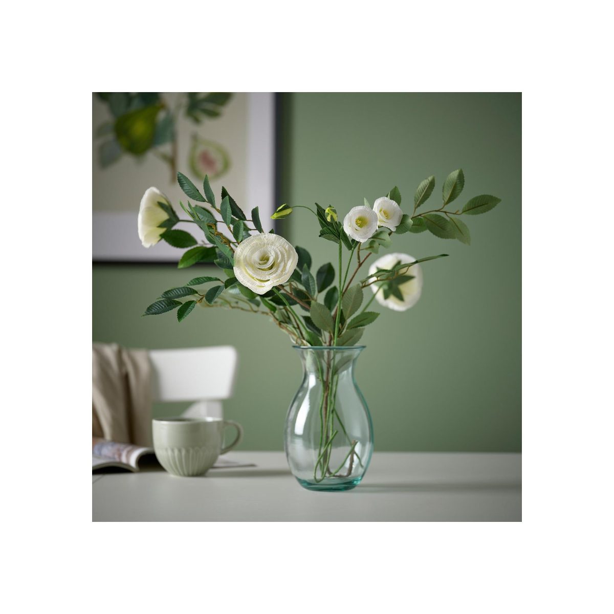 Yapay Çiçek, Beyaz, 50 cm, Gül – 2. görsel