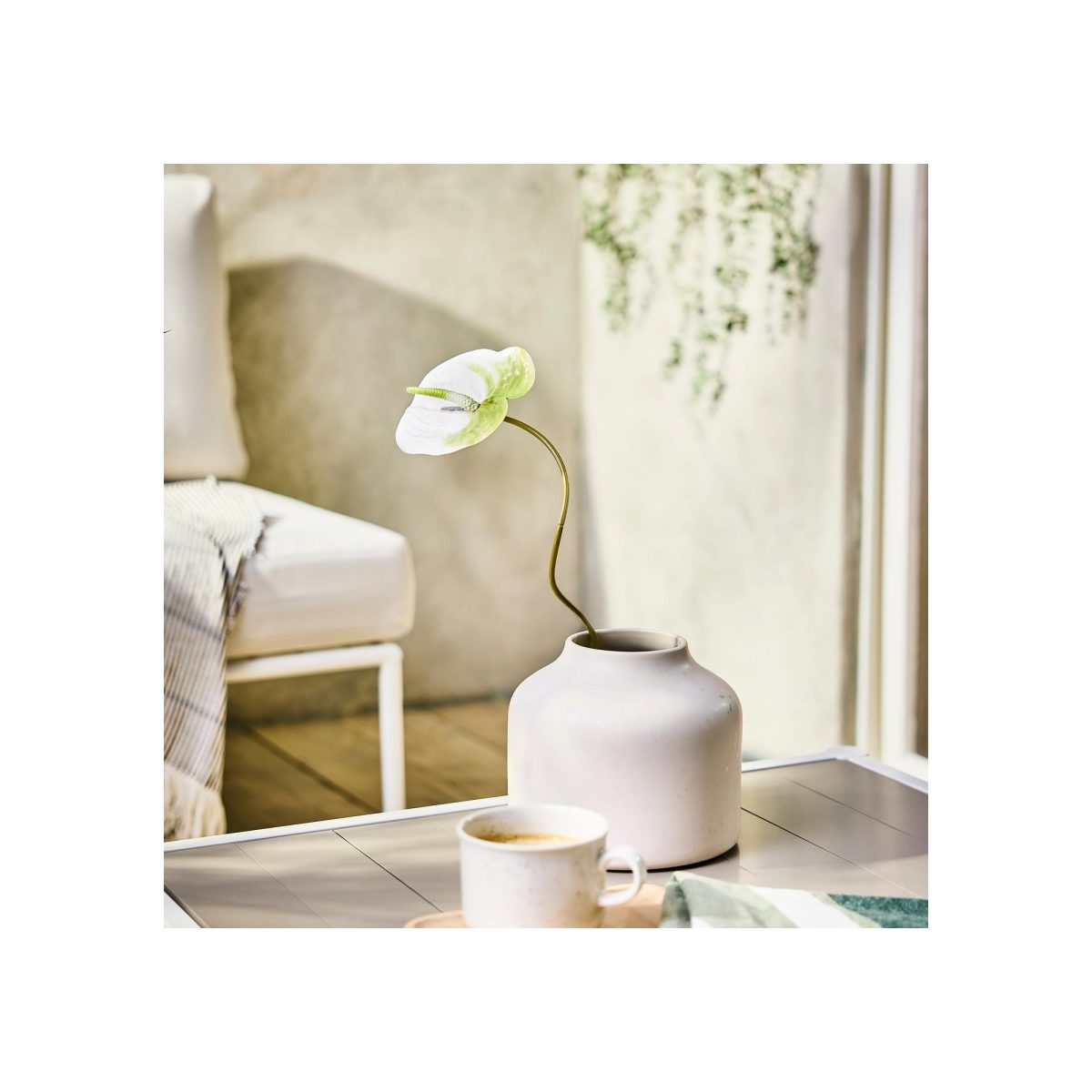 Yapay Çiçek, Beyaz, 66 cm, Anthurium, İç-Dış Mekan – 2. görsel