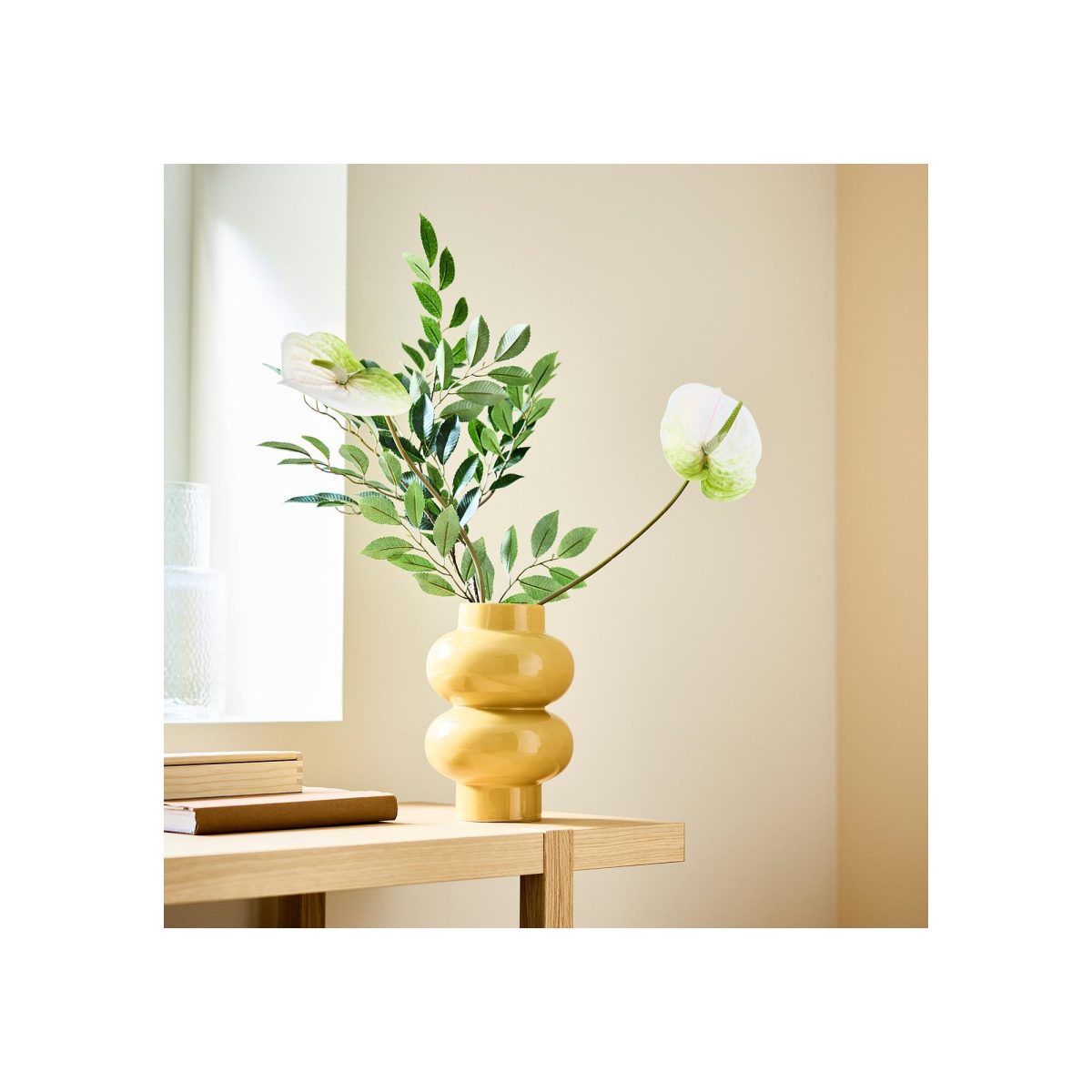 Yapay Çiçek, Beyaz, 66 cm, Anthurium, İç-Dış Mekan – 3. görsel