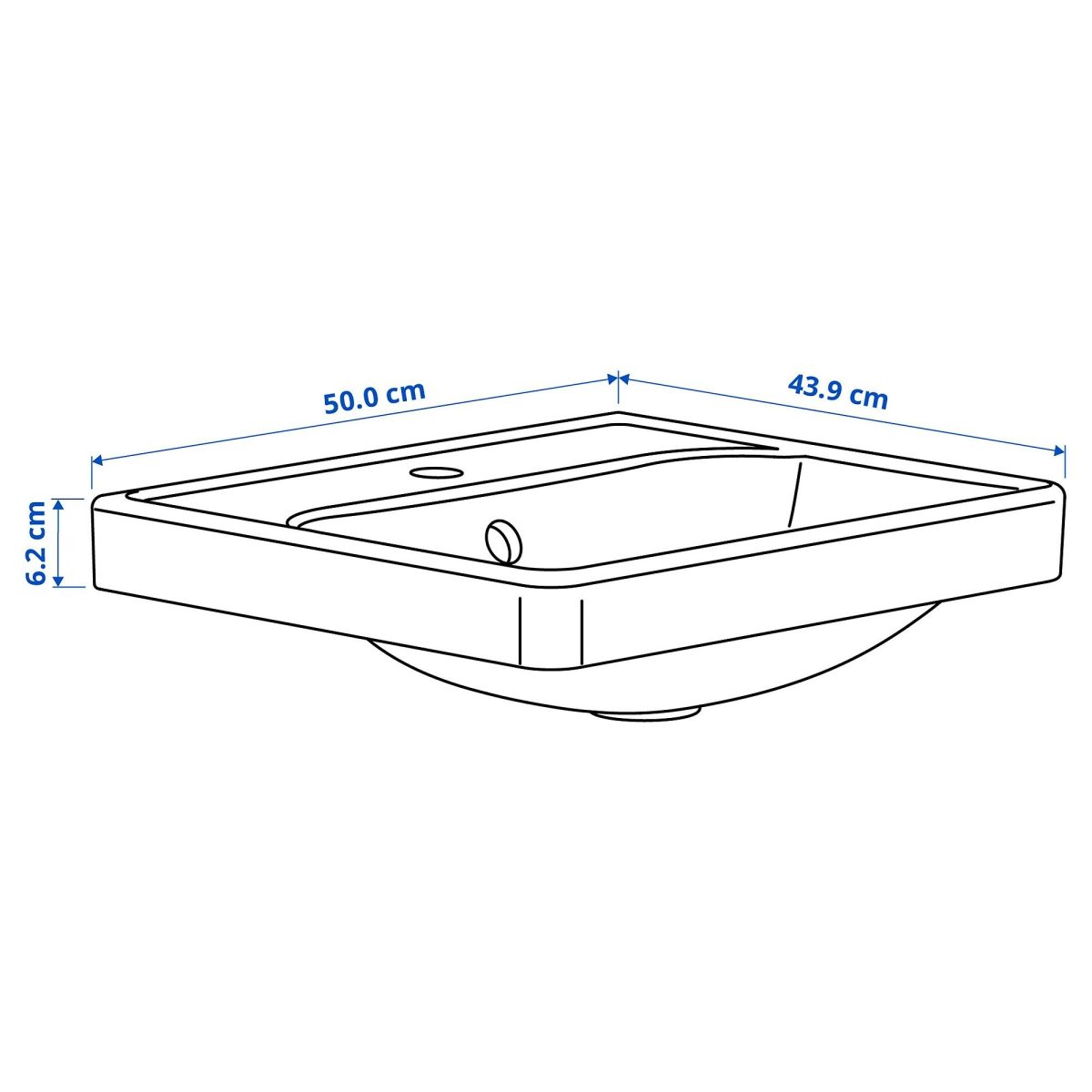 Yarı Gömme Lavabo, Beyaz, 50x44 cm – 2. görsel
