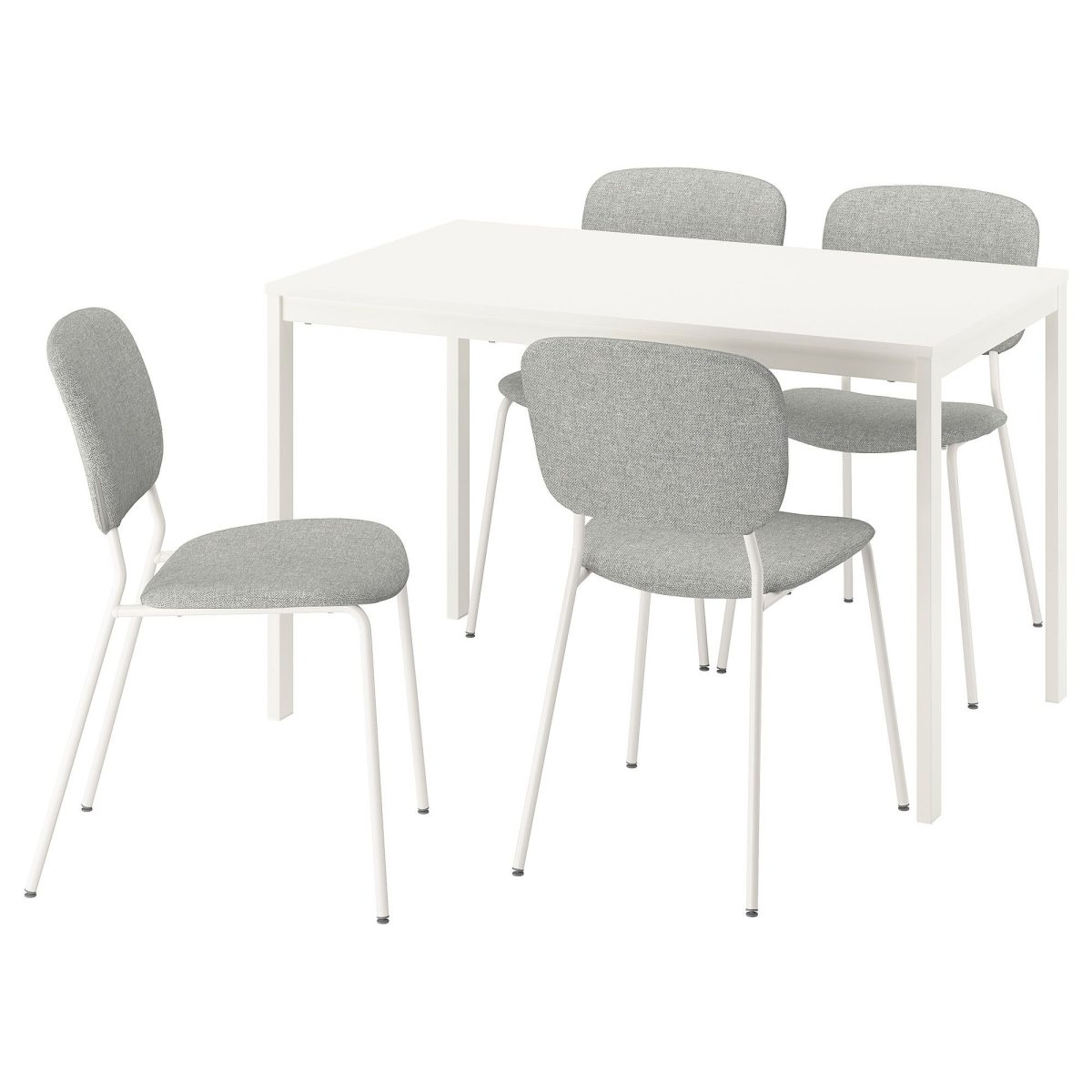 Yemek Masası Takımı, Beyaz-Tibbleby Bej/Gri, 4 sandalyeli, Açılabilir, 120/180x74 cm