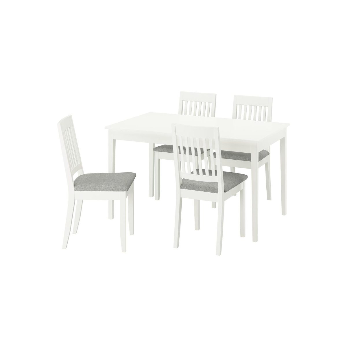 Yemek Masası Takımı, Beyaz-Tibbleby Bej/Gri, 4 sandalyeli, Açılabilir, 130/190x80 cm