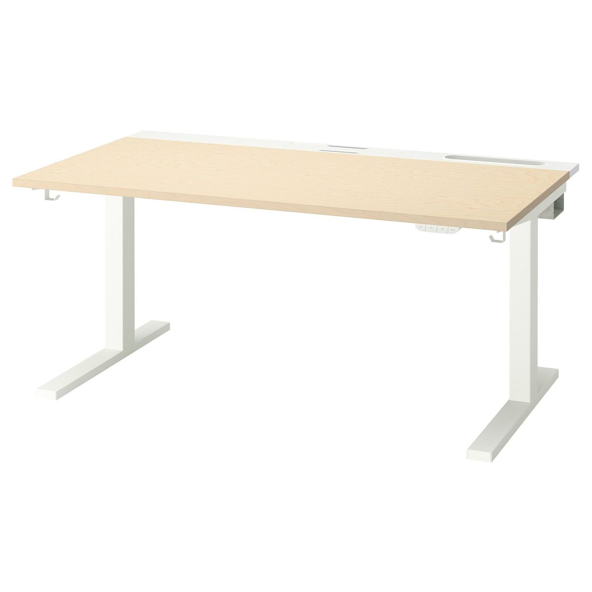 Yüksekliği Ayarlanabilen Çalışma Masası, Huş Kaplama-Beyaz, 140x80 cm, Elektrikli – 2. görsel