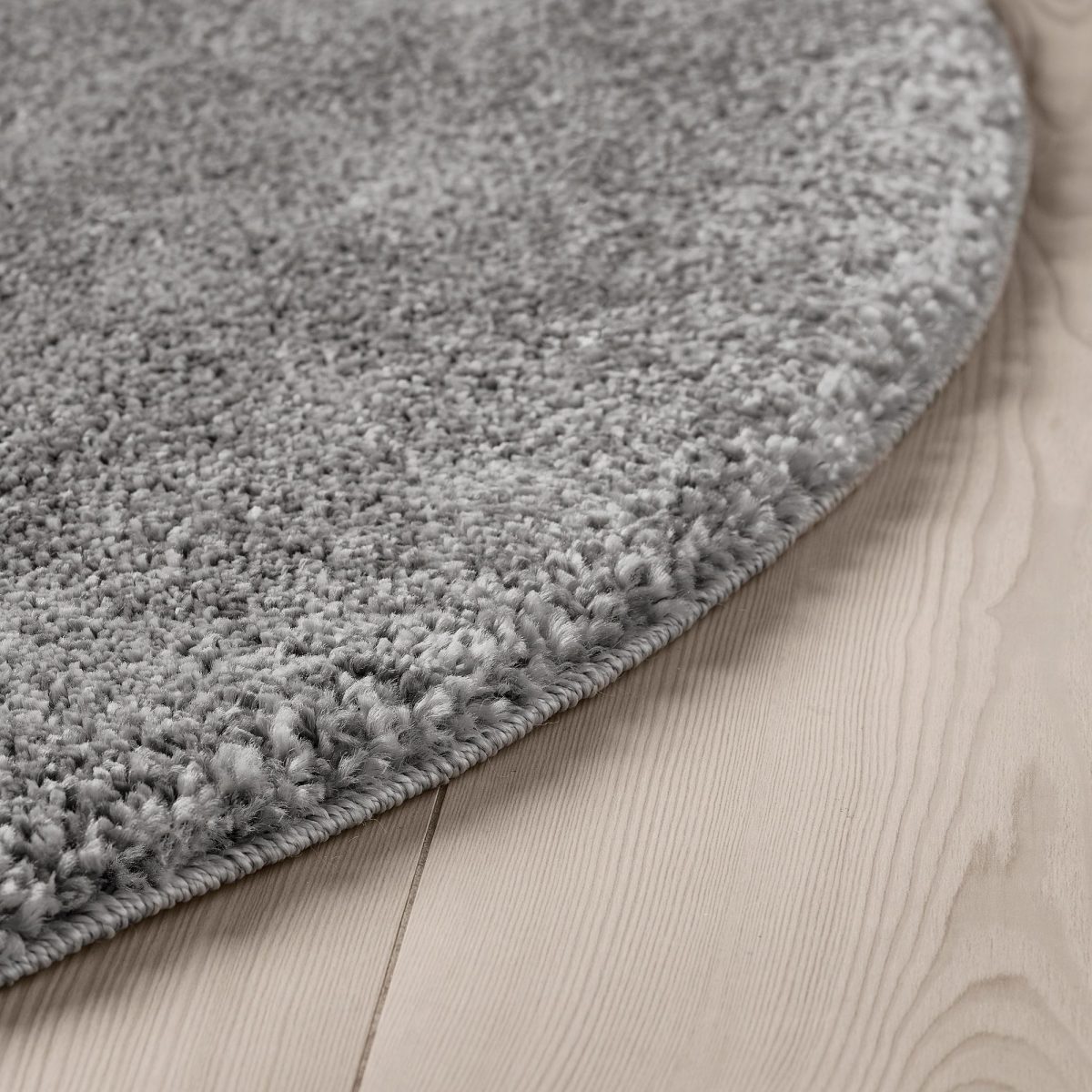 Yuvarlak Halı, Orta Gri, 130 cm, Kısa Tüylü – 2. görsel