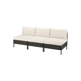 3'lü Bahçe Kanepesi, Koyu Gri, 240 cm, Frösön-Duvholmen Bej, 1+1+1 Kişilik