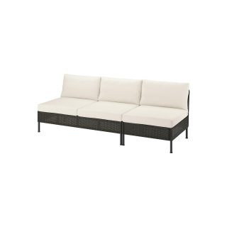 3'lü Bahçe Kanepesi, Koyu Gri, 240 cm, Frösön-Duvholmen Bej, 2+1 Kişilik