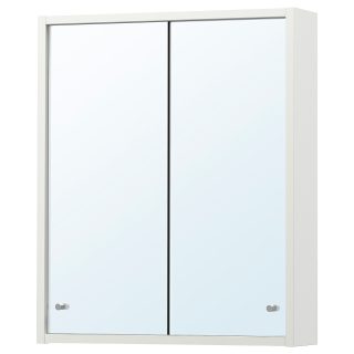 Banyo Duvar Dolabı, Beyaz, 50x13x60 cm, 2 Ayna Kapaklı