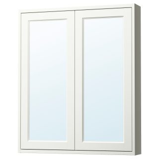 Banyo Duvar Dolabı, Beyaz, 80x15x95 cm, 2 Ayna Kapaklı