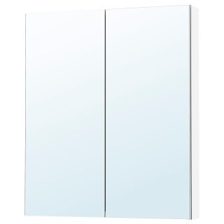 Banyo Duvar Dolabı, 80x15x95 cm, Renksiz, 2 Ayna Kapaklı