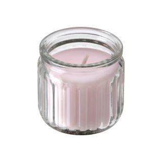 Bardakta Kokulu Mum, Uçuk Pembe, 12 saat, Pembe Çiçekler