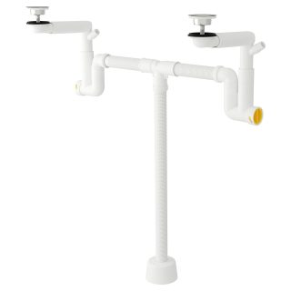 Çift Gözlü Lavabo Sifonu, Beyaz