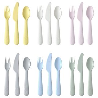 Çocuk Çatal Kaşık Bıçak Seti, Pastel Tonlar, 18 Parça