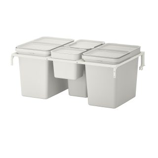 Çöp Ayırma Çözümü, Beyaz-Açık Gri, 55 lt