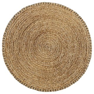 El Dokuması Jüt Halı, Deniz Sazı-Siyah, 74 cm, Yuvarlak, Düz Dokuma