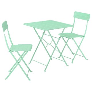Katlanabilir Masa ve Katlanabilir Sandalye Seti, Açık Yeşil, 65x65 cm, 2 Sandalyeli