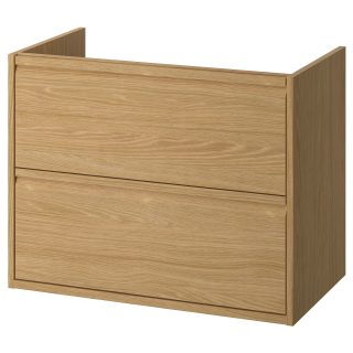 Lavabo Dolabı, Meşe Görünümlü, 80x48x63 cm, 2 Çekmeceli