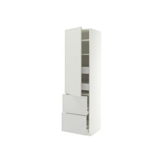Mutfak Boy Dolabı, Açık Gri, 60x60x220 cm, 1 Kapaklı, 4 Çekmeceli, 2 Raflı ve 2 Ön Panelli