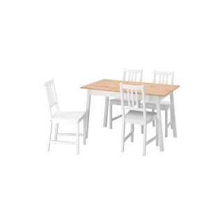 Mutfak Masası Takımı, Beyaz-Açık Kahverengi, 4 sandalyeli