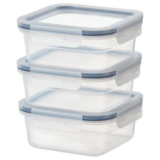 Plastik Saklama Kabı Seti, Şeffaf, 750 ml, Kare, 3 Parça