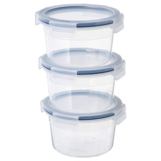 Plastik Saklama Kabı Seti, Şeffaf, 750 ml, Yuvarlak, 3 Parça