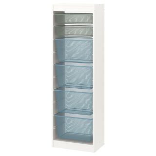 Saklama Ünitesi, Beyaz-Açık Yeşil-Gri-Mavi, 46x30x145 cm